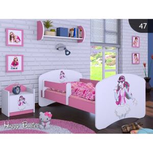 Dětská postel bez šuplíku 180x90cm FUNNY GIRL - růžová