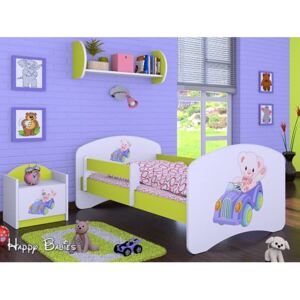 Dětská postel bez šuplíku 180x90cm MEDVÍDEK V AUTĚ 2 - zelená