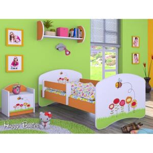 Dětská postel bez šuplíku 160x80cm VČELIČKA A KYTIČKY - oranžová