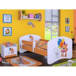 Dětská postel bez šuplíku 160x80cm MEDVÍDCI S BALONKY - oranžová