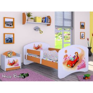 Dětská postel bez šuplíku 160x80cm ZPÍVAJÍCÍ AUTO - oranžová