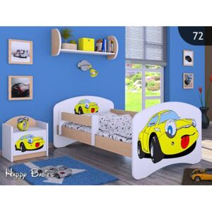 Dětská postel bez šuplíku 160x80cm SMILE CAR - světlá hruška