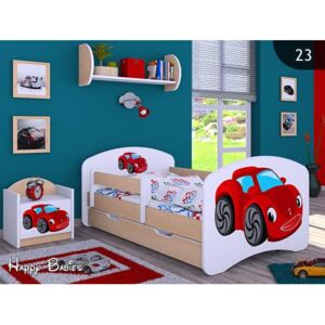 Dětská postel se šuplíkem 180x90cm RED CAR - světlá hruška