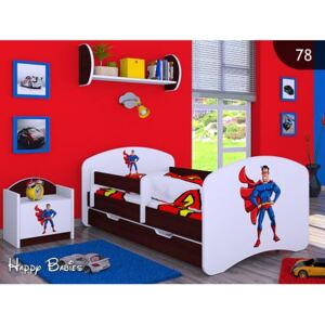 Dětská postel se šuplíkem 160x80cm SUPERMAN - kaštan wenge