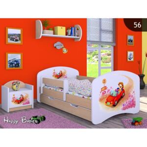 Dětská postel se šuplíkem 180x90cm ZPÍVAJÍCÍ AUTO - světlá hruška