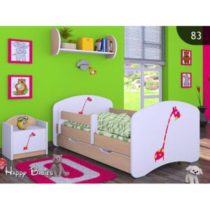 Dětská postel se šuplíkem 180x90cm ŽIRAFKA - světlá hruška