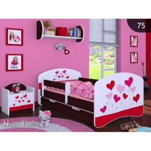Dětská postel se šuplíkem 160x80cm LOVE - kaštan wenge