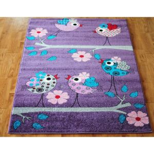 Dětský koberec PTÁČCI - fialový fialová