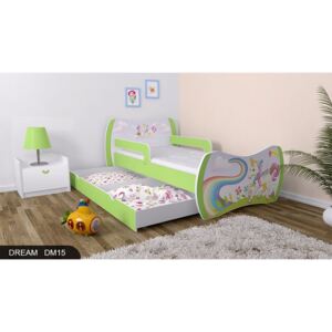 Dětská postel DREAM zelená 140x70cm bez šuplíku - vzor 15
