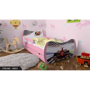 Dětská postel DREAM růžová 140x70cm se šuplíkem - vzor 23