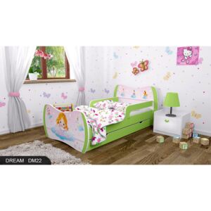 Dětská postel DREAM zelená 140x70 cm se šuplíkem - vzor 22