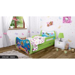 Dětská postel DREAM zelená 140x70 cm se šuplíkem - vzor 28