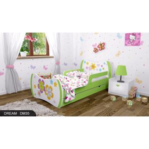 Dětská postel DREAM zelená 140x70cm se šuplíkem - vzor 35