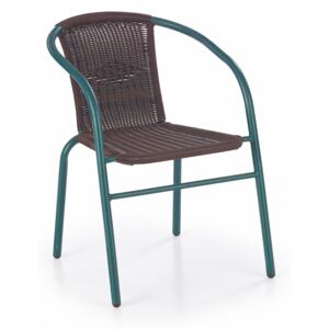 Zahradní ratanová židle GRIT - tmavě zelená/hnědá