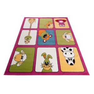MAXMAX Dětský koberec ANIMALS - růžový