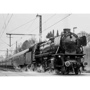 Postershop Fototapeta: Parní lokomotiva (černobílé) - 184x254 cm