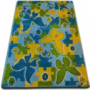 Dětský koberec KIDS Butterfly - modrý