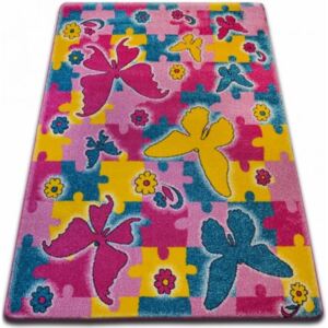 Dětský koberec KIDS Butterfly - růžový
