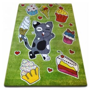 Dětský koberec KIDS Kočička - zelený