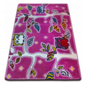 Dětský koberec KIDS Sovičkový les - růžový