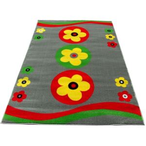 Dětský koberec FLOWER - grey