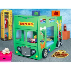 Dětská patrová autopostel HAPPY BUS 190x90 cm - zelená