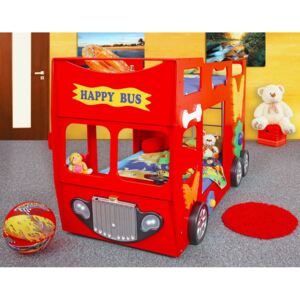 Dětská patrová autopostel HAPPY BUS 190x90 cm - červená