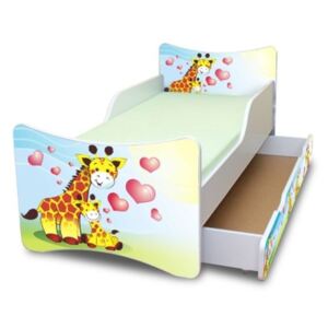 Dětská postel se šuplíkem 140x70 cm - ŽIRAFKY