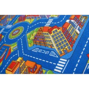 Dětský koberec ULIČKY BIG CITY - modrý, 250x300 cm