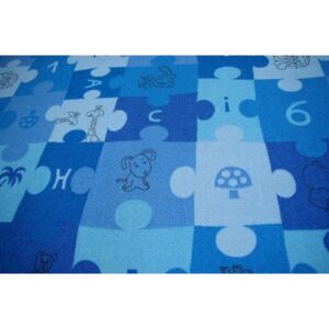 Dětský koberec PUZZLE modrý modrá