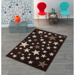 Dětský kusový koberec CITY MIX Hvězdy - hnědý