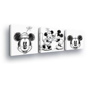 Obraz na plátně - Černo-bílá Dekorace Disney Mickey Mouse Trio II 3 x 25x25 cm