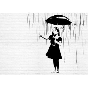 Postershop Obraz na plátně: Dívka v dešti (graffiti) - 75x100 cm
