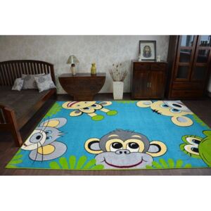 Dětský koberec FUNKY TOP TIG zvířátka - modrý