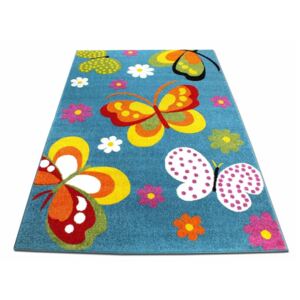Dětský koberec Barevní motýlci - modrý