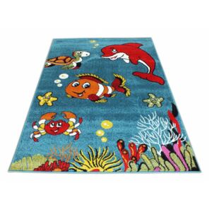 Dětský koberec Veselá rybička - modrý