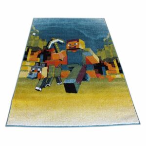 Dětský koberec Panáček Minecraft - modrý