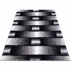 Kusový koberec SHAGGY NEVADA - pruhy - šedý