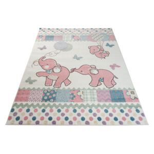Dětský koberec Happy - SLONI růžoví