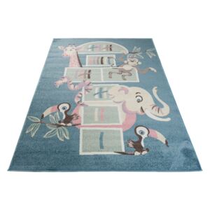 Dětský koberec Happy - SAFARI modrý