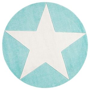 Dětský kulatý koberec STAR mátovo-bílý 133 cm