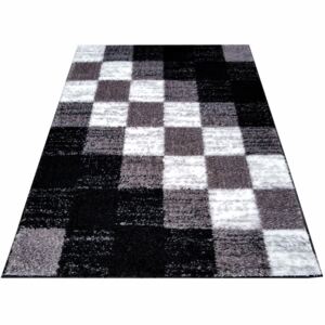Kusový koberec SHAGGY NEVADA - kostky - šedý