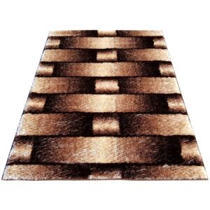 Kusový koberec SHAGGY NEVADA - pruhy - hnědý