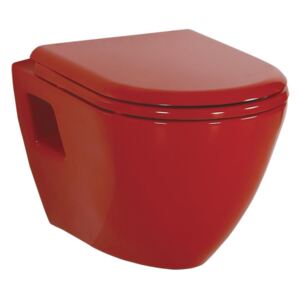PAULA závěsná WC mísa, 35,5x50cm, červená