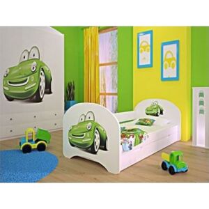 Dětská postel pro DVA (s výsuvným lůžkem) 180x90 cm - ZELENÉ AUTO