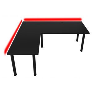 Počítačový rohový stůl N s LED, 200/135x73-76x65, černá