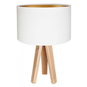 Timberlight Stolní lampa Luna bílá + zlatý vnitřek + dřevěné nohy