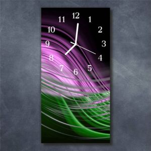 E-shop24, 60x30 cm, Hnn1741369 Nástěnné hodiny obrazové na skle - Abstrakt zelenofialový