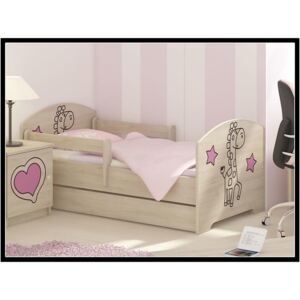 Dětská postel s výřezem ŽIRAFA - růžová 160x80 cm + matrace ZDARMA!