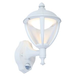 Nástěnná venkovní LED lampa s čidlem UNITE, 9W, teplá bílá, bílá, IP44 Lutec UNITE 5260103030